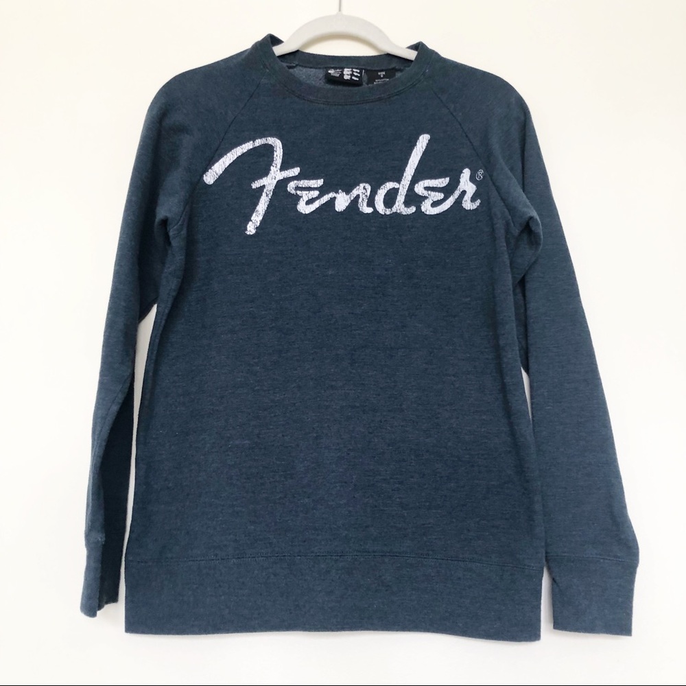 Fender Crew Neck Sweatshirt Blue and White Small